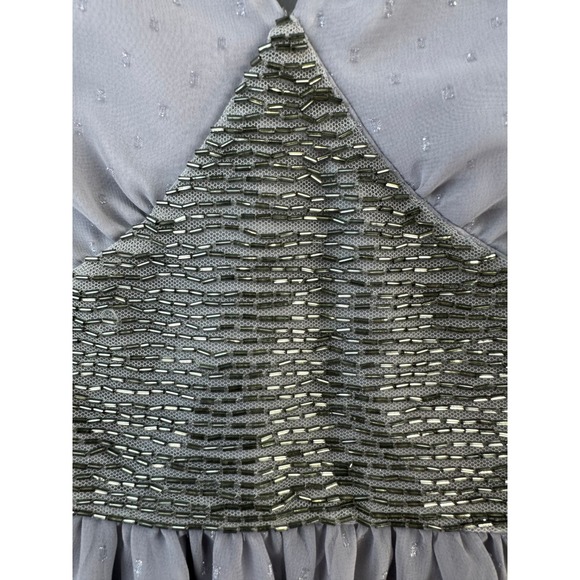 Guess‎ Womens Dress sz 2 Grey Chiffon beaded waist Above Knee Special Occasion - Picture 5 of 10